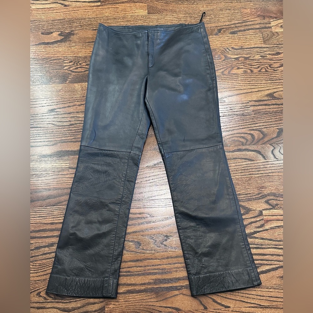 Banana Republic Black Leather Pants with Navy Label